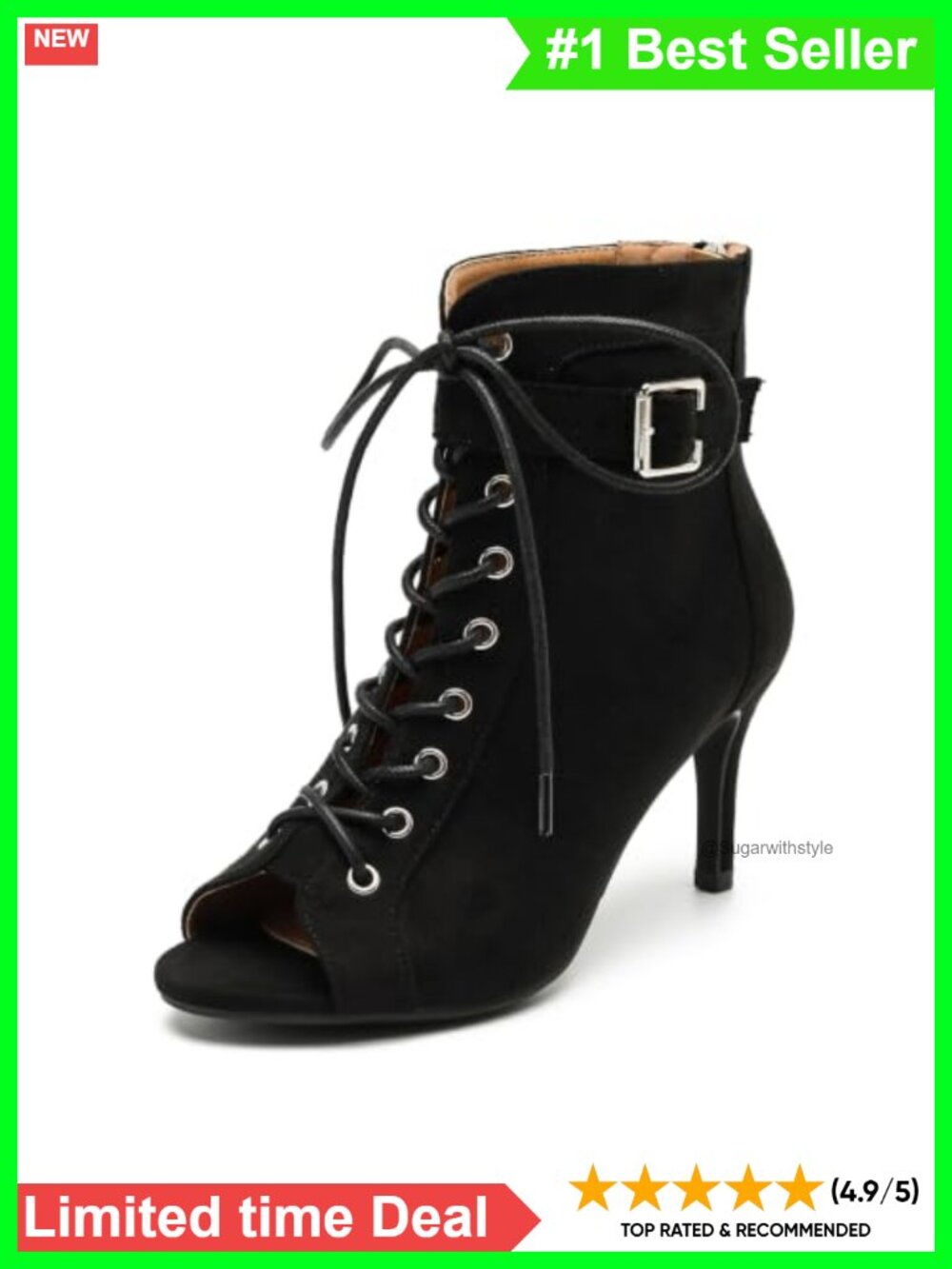 Women's Peep Toe Lace Up Dance Heels Boots Stiletto Heeled Sandals